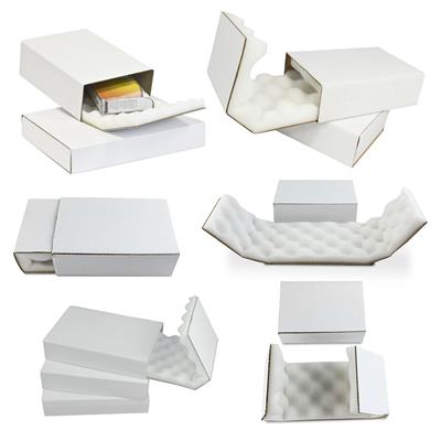 Shell & Slide Foam Lined White Boxes